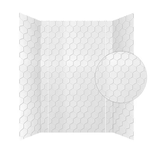 Hex 60" W x 96" H x 42" D 3-Piece Gloss White Glue-Up PVC Tub Surround Wall Panels