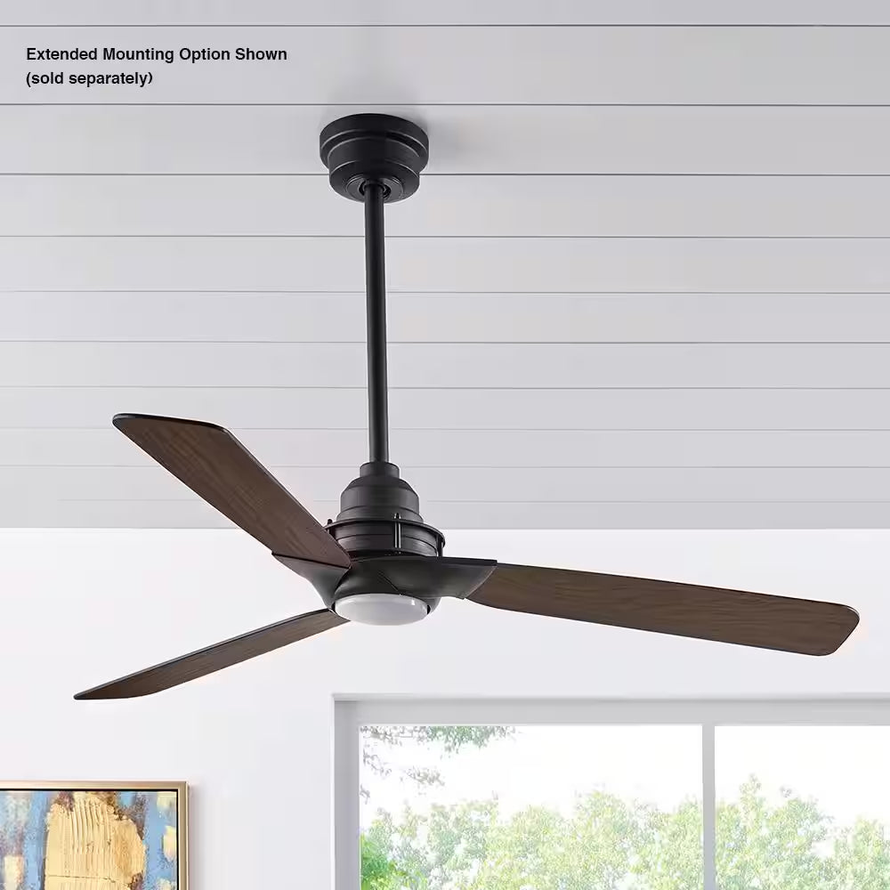 Ester 54-Inch White Color-Changing Integrated LED Ceiling Fan with Light Kit and Remote Control for Indoor/Outdoor Use in Matte Black Finish