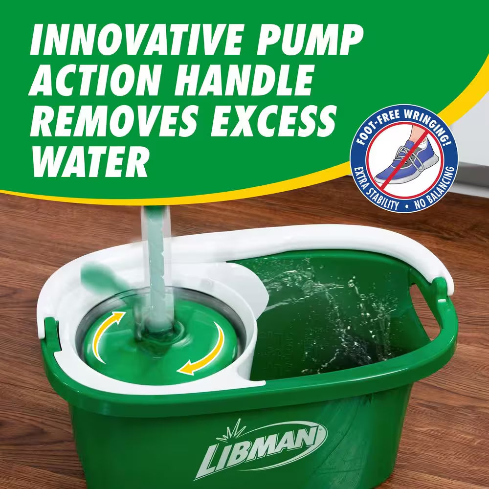 Tornado Spin Mop and Bucket Cleaning System with Microfiber Head, 14-Inch Width, Machine Washable