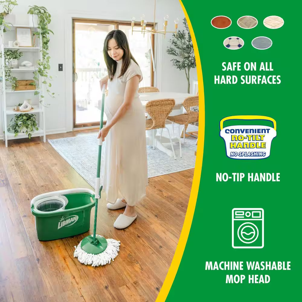Tornado Spin Mop and Bucket Cleaning System with Microfiber Head, 14-Inch Width, Machine Washable