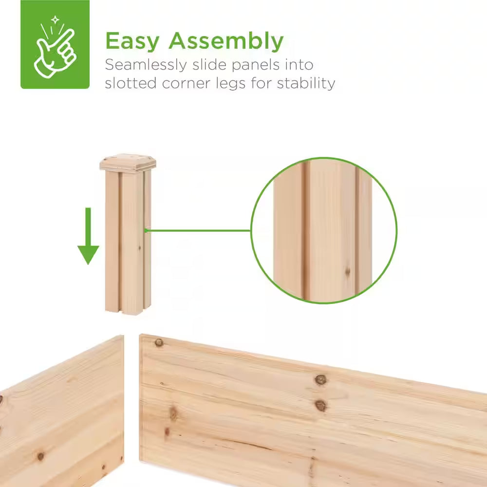 8-Foot by 2-Foot Wooden Raised Garden Bed