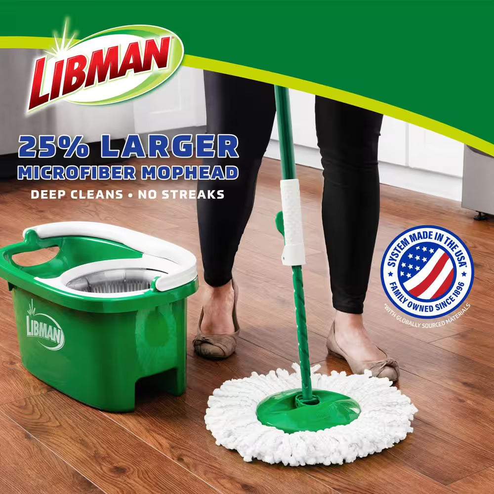 Tornado Spin Mop and Bucket Cleaning System with Microfiber Head, 14-Inch Width, Machine Washable