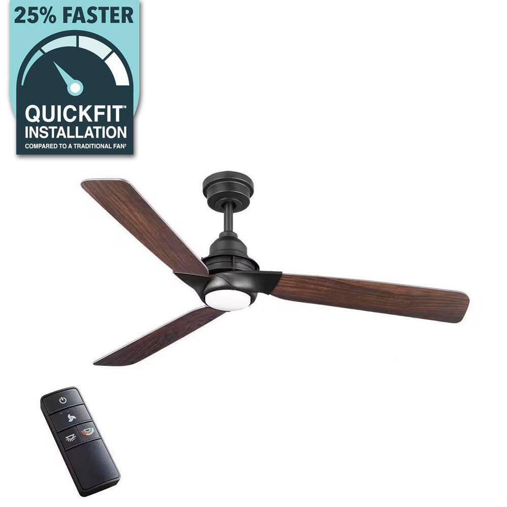 Ester 54-Inch White Color-Changing Integrated LED Ceiling Fan with Light Kit and Remote Control for Indoor/Outdoor Use in Matte Black Finish