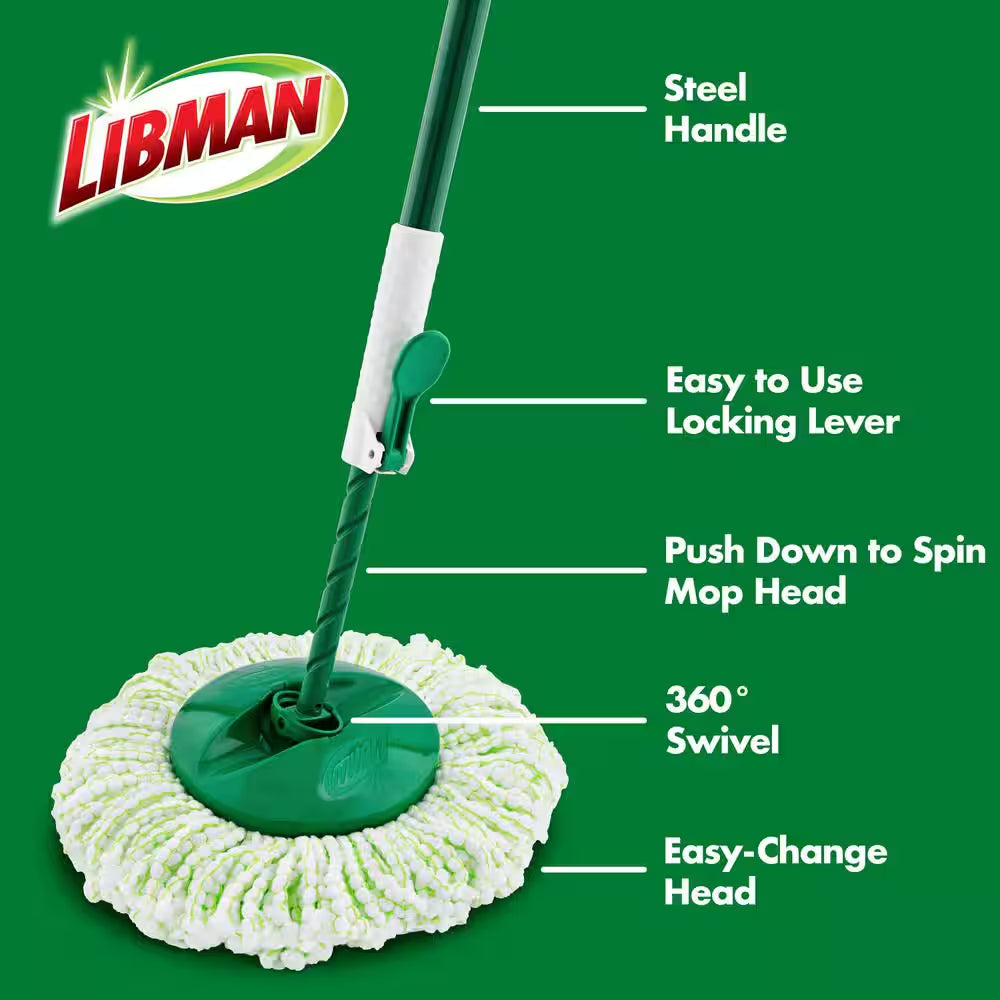 Tornado Spin Mop and Bucket Cleaning System with Microfiber Head, 14-Inch Width, Machine Washable