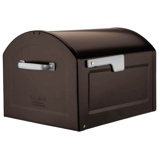 Centennial Extra Large Steel Post Mount Mailbox in Rubbed Bronze Finish with Silver Handle and Flag