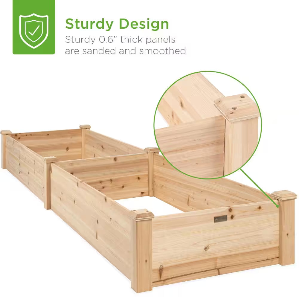 8-Foot by 2-Foot Wooden Raised Garden Bed