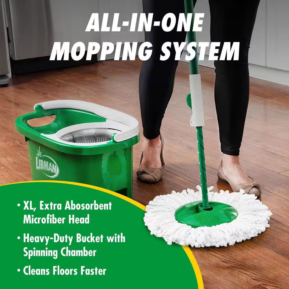 Tornado Spin Mop and Bucket Cleaning System with Microfiber Head, 14-Inch Width, Machine Washable