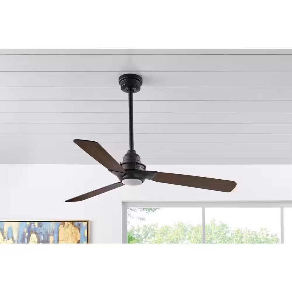 Ester 54-Inch White Color-Changing Integrated LED Ceiling Fan with Light Kit and Remote Control for Indoor/Outdoor Use in Matte Black Finish