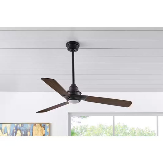 Ester 54-Inch White Color-Changing Integrated LED Ceiling Fan with Light Kit and Remote Control for Indoor/Outdoor Use in Matte Black Finish