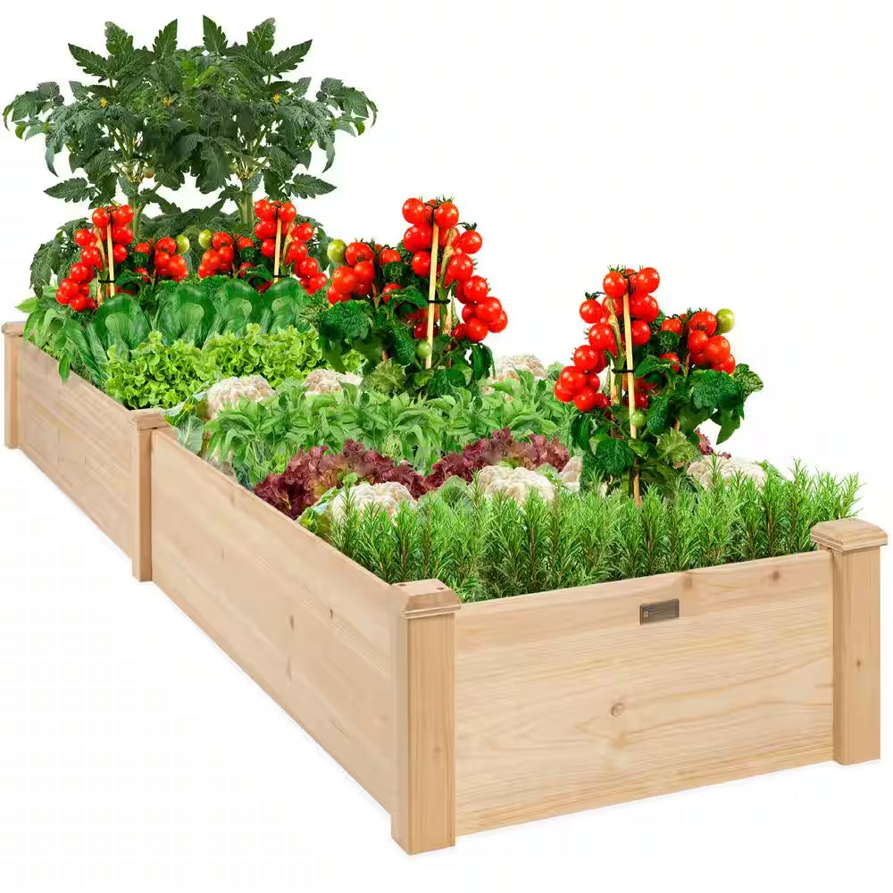 8-Foot by 2-Foot Wooden Raised Garden Bed