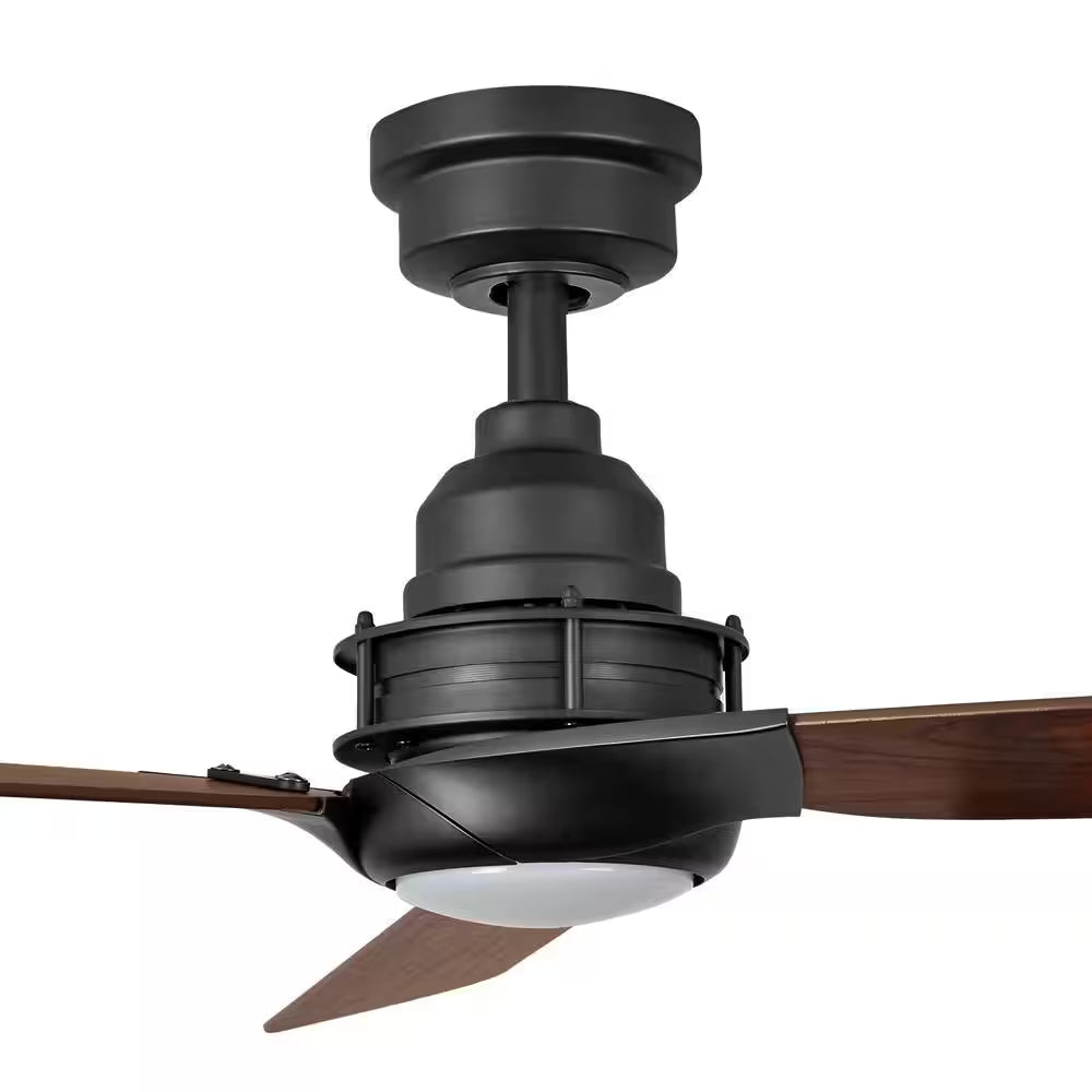 Ester 54-Inch White Color-Changing Integrated LED Ceiling Fan with Light Kit and Remote Control for Indoor/Outdoor Use in Matte Black Finish