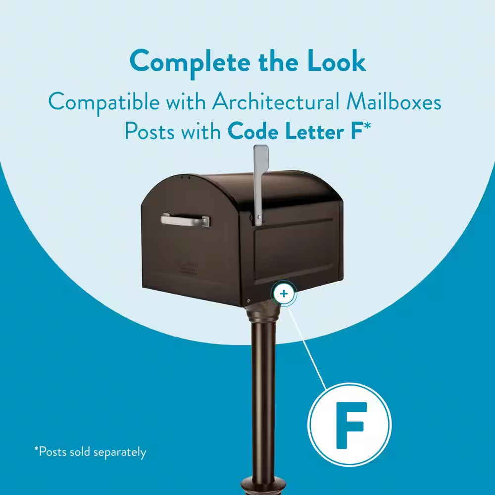 Centennial Extra Large Steel Post Mount Mailbox in Rubbed Bronze Finish with Silver Handle and Flag