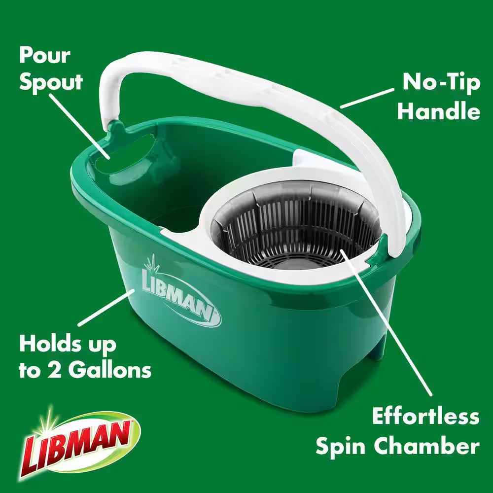 Tornado Spin Mop and Bucket Cleaning System with Microfiber Head, 14-Inch Width, Machine Washable