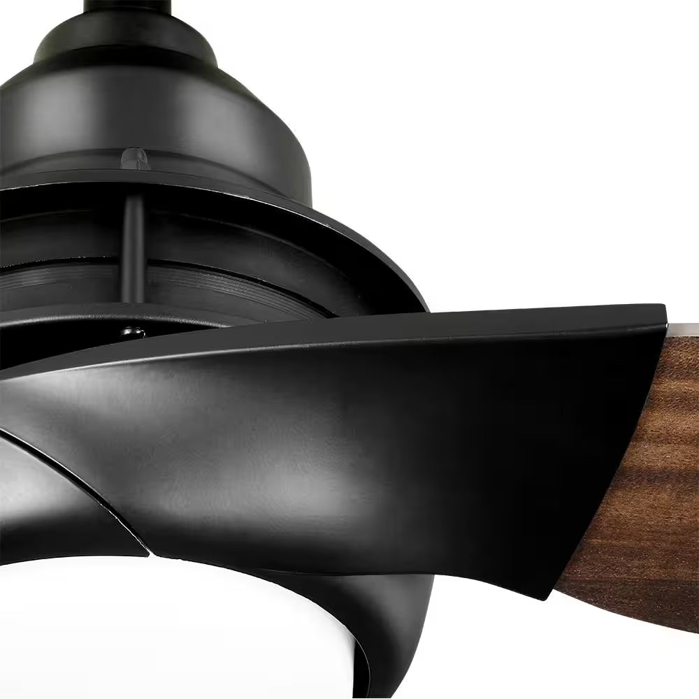Ester 54-Inch White Color-Changing Integrated LED Ceiling Fan with Light Kit and Remote Control for Indoor/Outdoor Use in Matte Black Finish