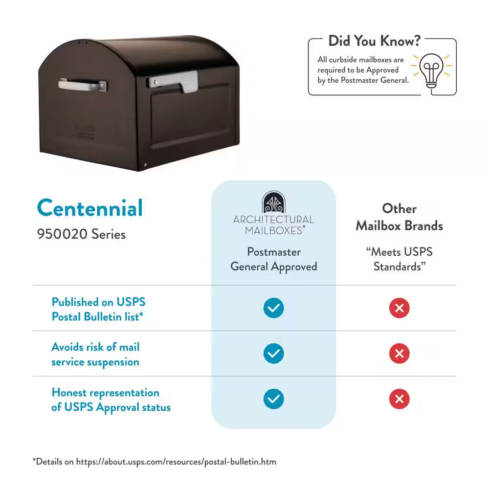 Centennial Extra Large Steel Post Mount Mailbox in Rubbed Bronze Finish with Silver Handle and Flag
