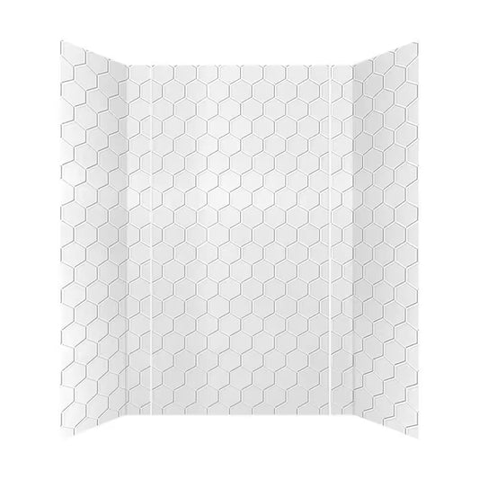 Hex 60" W x 96" H x 42" D 3-Piece Gloss White Glue-Up PVC Tub Surround Wall Panels