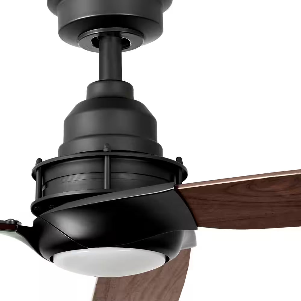 Ester 54-Inch White Color-Changing Integrated LED Ceiling Fan with Light Kit and Remote Control for Indoor/Outdoor Use in Matte Black Finish