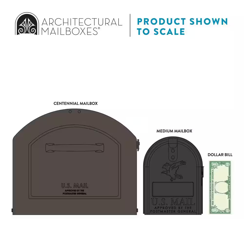 Centennial Extra Large Steel Post Mount Mailbox in Rubbed Bronze Finish with Silver Handle and Flag